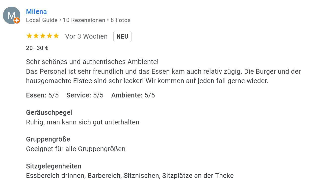 Screenshot Google-Bewertung Jaroons